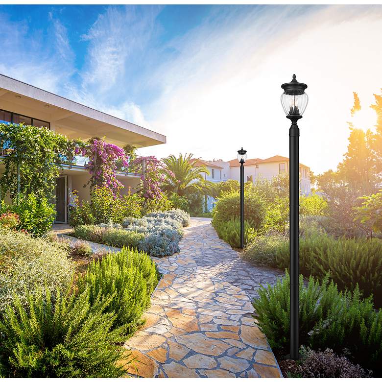 Image 2 Z-Lite Davina 94" High Black Outdoor Post Light with Base more views