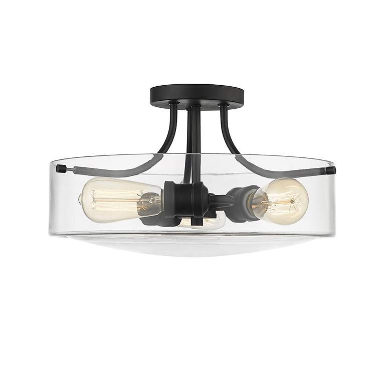 Image 5 Z-Lite Delaney 3 Light Semi Flush Mount in Matte Black more views