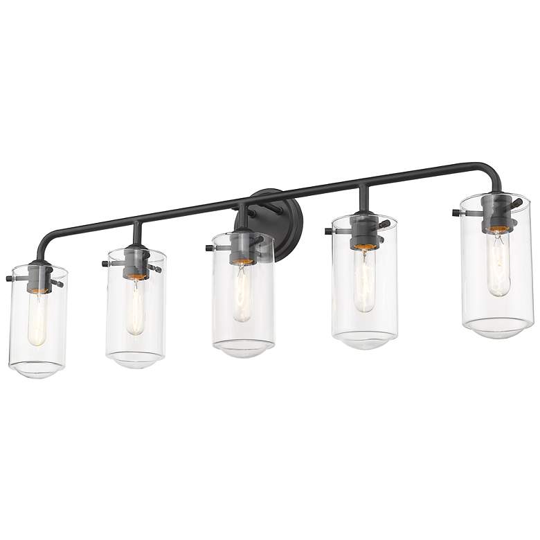 Image 3 Z-Lite  Delaney 38" Wide High Matte Black 5-Light Bath Light