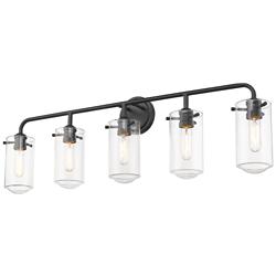 Z-Lite  Delaney 38" Wide High Matte Black 5-Light Bath Light