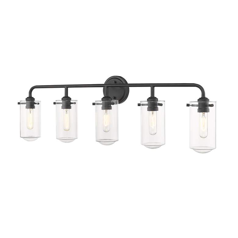 Image 5 Z-Lite  Delaney 38" Wide High Matte Black 5-Light Bath Light more views