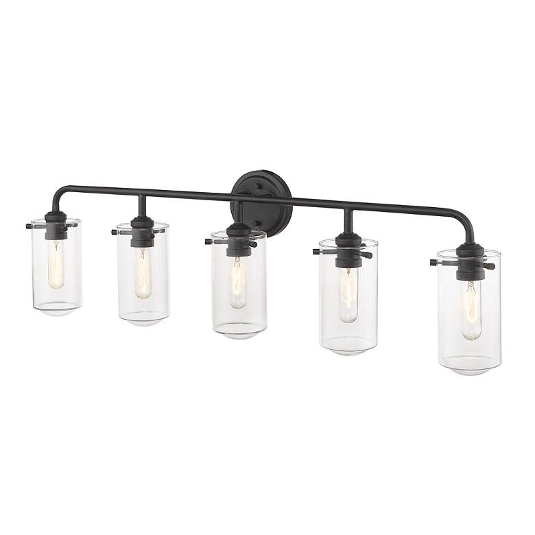 Image 6 Z-Lite  Delaney 38" Wide High Matte Black 5-Light Bath Light more views