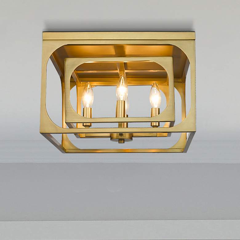 Image 1 Z-Lite Easton 15" Wide Rubbed Brass 4-Light Ceiling Light