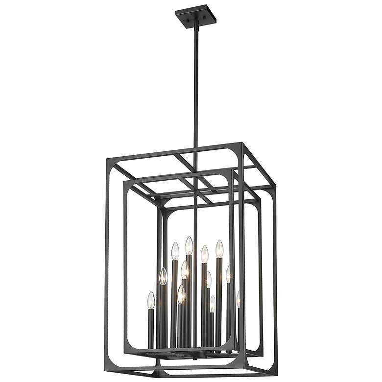 Image 6 Z-Lite Easton 20 1/2 inch Matte Black 12-Light Open Rectangle Chandelier more views