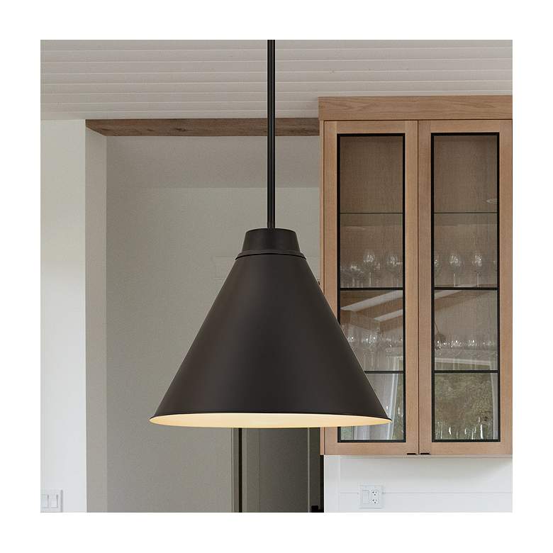 Image 1 Z-Lite Eaton 18" Wide Matte Black Cone Pendant Light