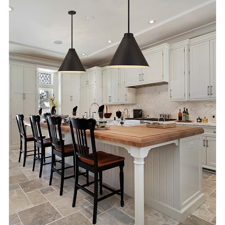 Image 3 Z-Lite Eaton 18" Wide Matte Black Cone Pendant Light more views