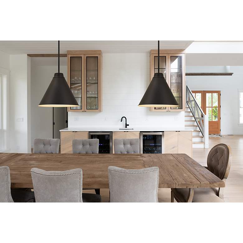 Image 4 Z-Lite Eaton 18" Wide Matte Black Cone Pendant Light more views