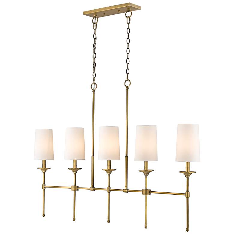 Image 3 Z-Lite Emily 51" Wide Rubbed Brass Steel 5-Light Linear Pendant
