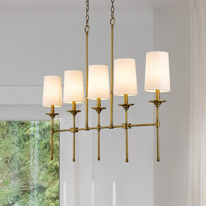 Image 2 Z-Lite Emily 51" Wide Rubbed Brass Steel 5-Light Linear Pendant