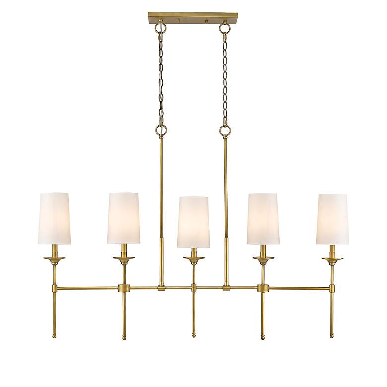 Image 6 Z-Lite Emily 51" Wide Rubbed Brass Steel 5-Light Linear Pendant more views