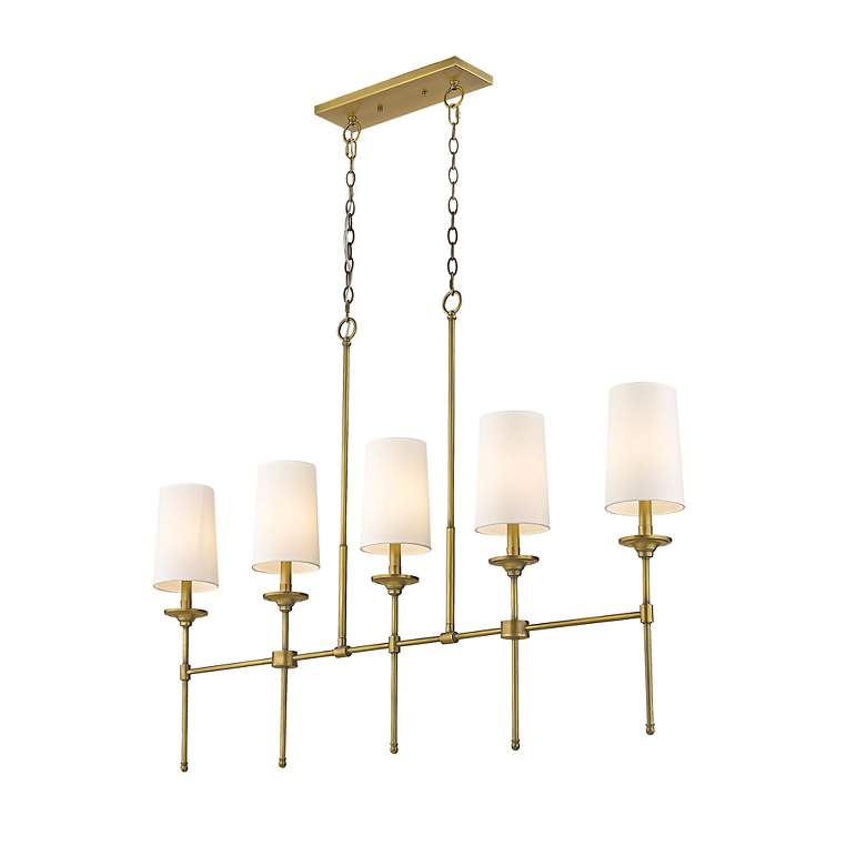 Image 7 Z-Lite Emily 51" Wide Rubbed Brass Steel 5-Light Linear Pendant more views