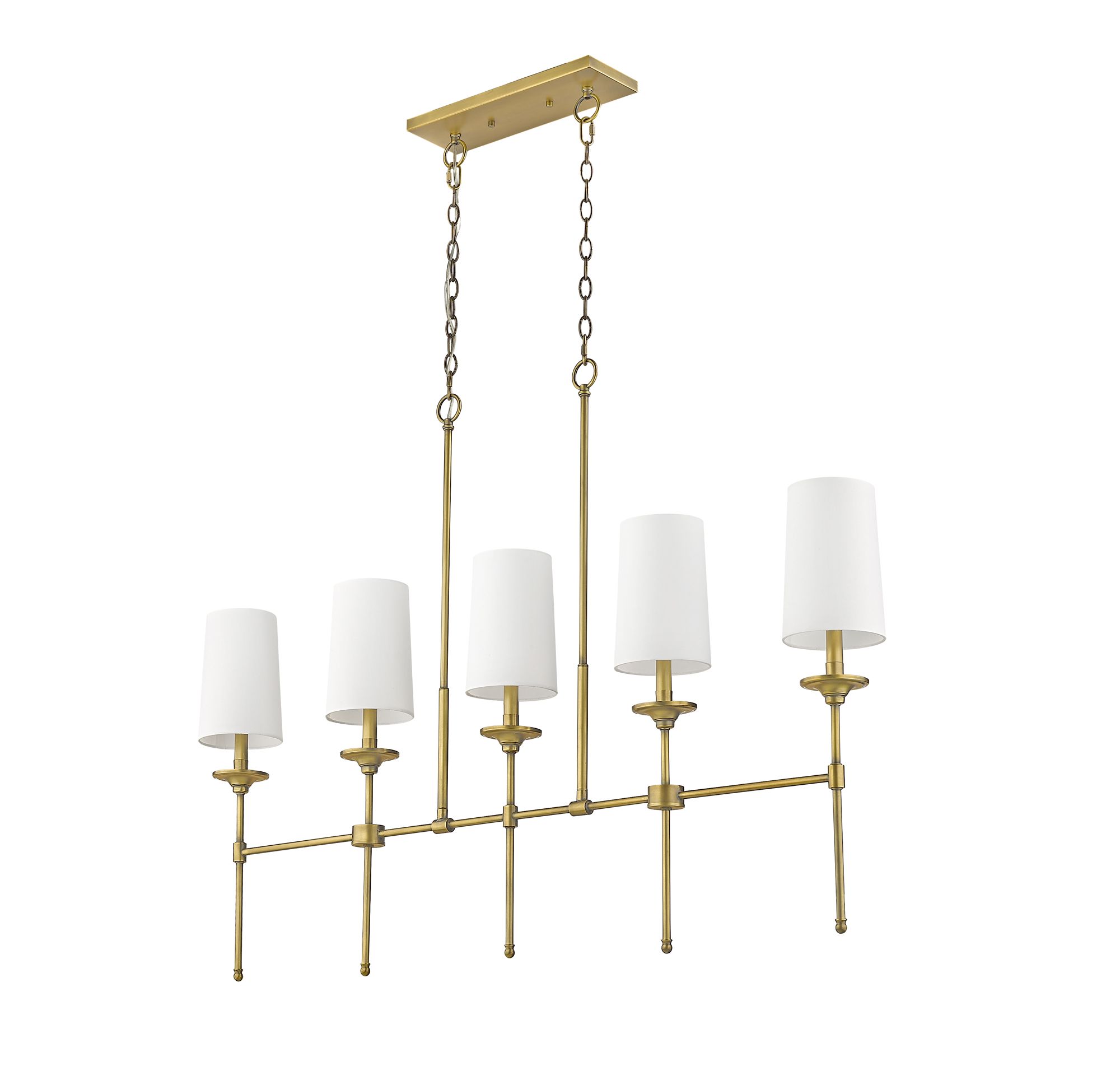 Z-Lite Emily 51" Wide Rubbed Brass Steel 5-Light Linear Pendant in scene