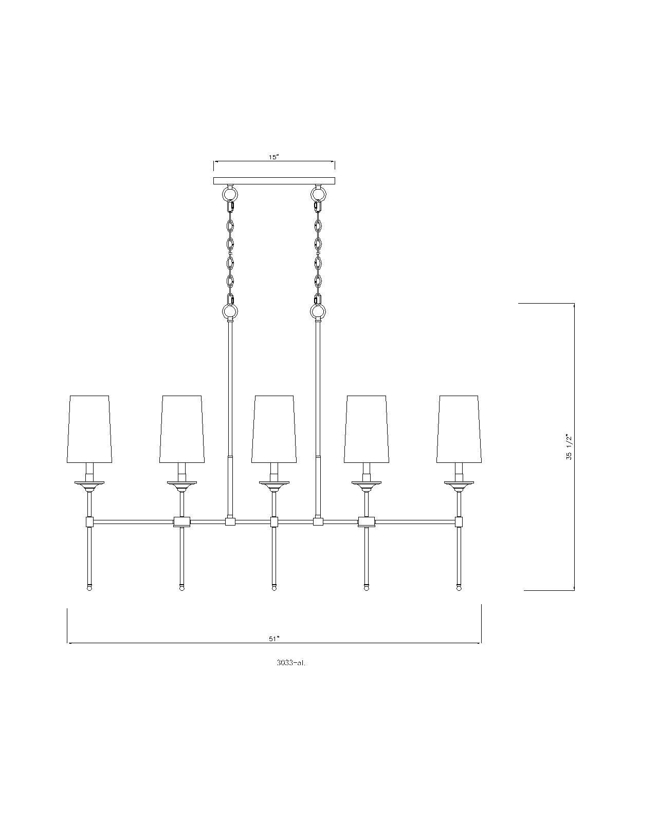 Z-Lite Emily 51" Wide Rubbed Brass Steel 5-Light Linear Pendant in scene