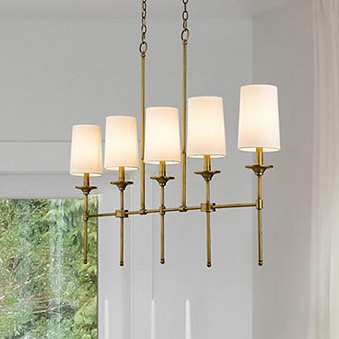 Z-Lite Emily 51" Wide Rubbed Brass Steel 5-Light Linear Pendant