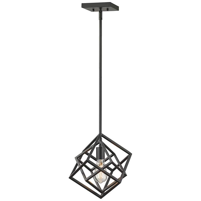 Image 2 Z-Lite Euclid 12" Wide 1-Light Geometric Matte Black Mini Pendant