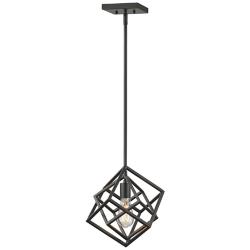 Z-Lite Euclid 12" Wide 1-Light Geometric Matte Black Mini Pendant