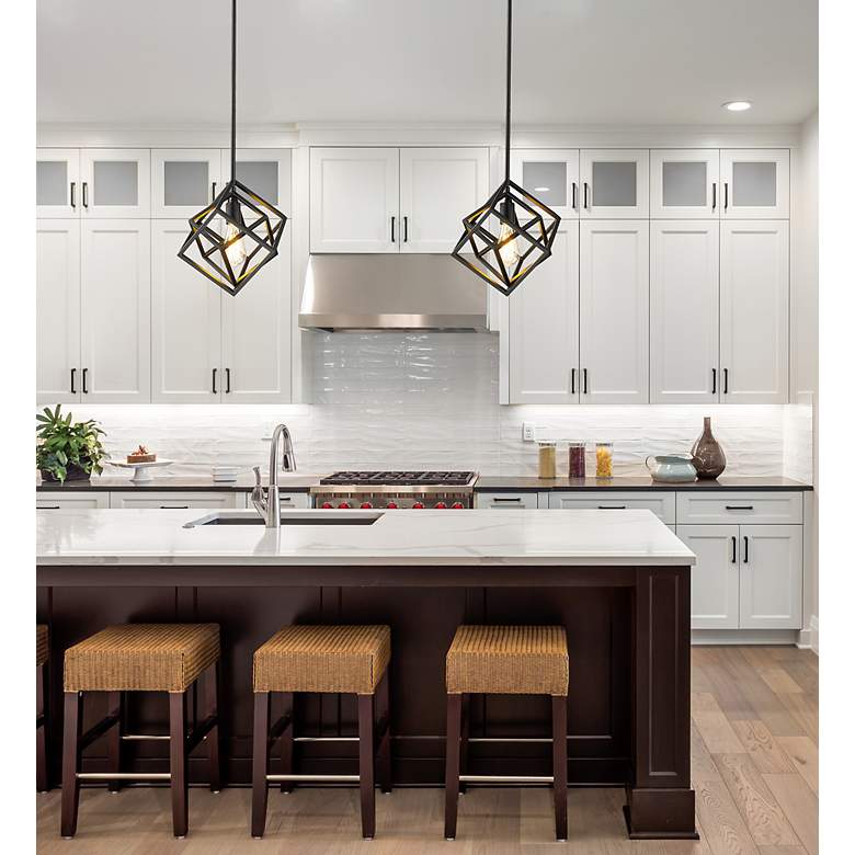 Image 3 Z-Lite Euclid 12" Wide 1-Light Geometric Matte Black Mini Pendant more views