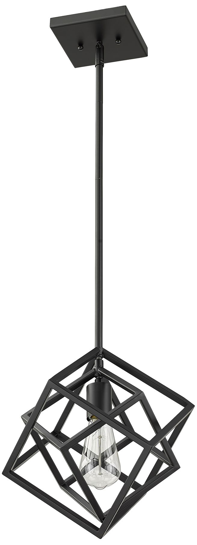 Z-Lite Euclid 12" Wide 1-Light Geometric Matte Black Mini Pendant