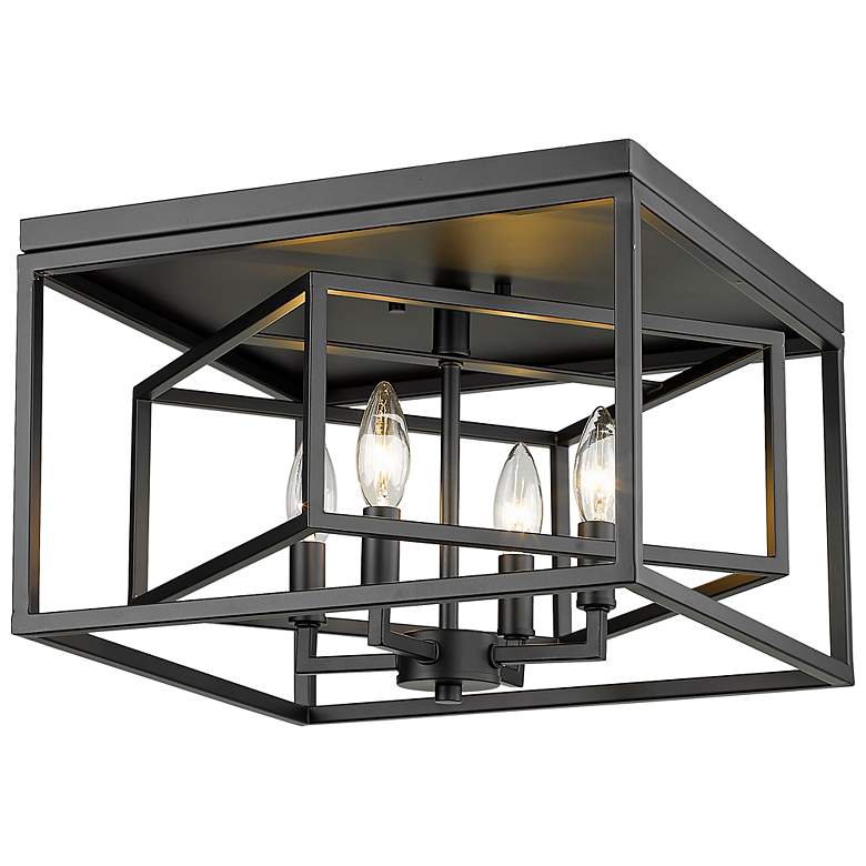 Image 2 Z-Lite Euclid 15" Wide 4-Light Matte Black Geometric Ceiling Light