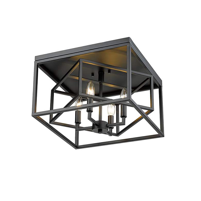Image 6 Z-Lite Euclid 15" Wide 4-Light Matte Black Geometric Ceiling Light more views