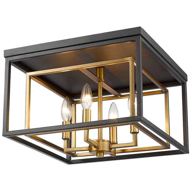 Image 3 Z-Lite Euclid 15" Wide Olde Brass and Bronze 4-Light Ceiling Light