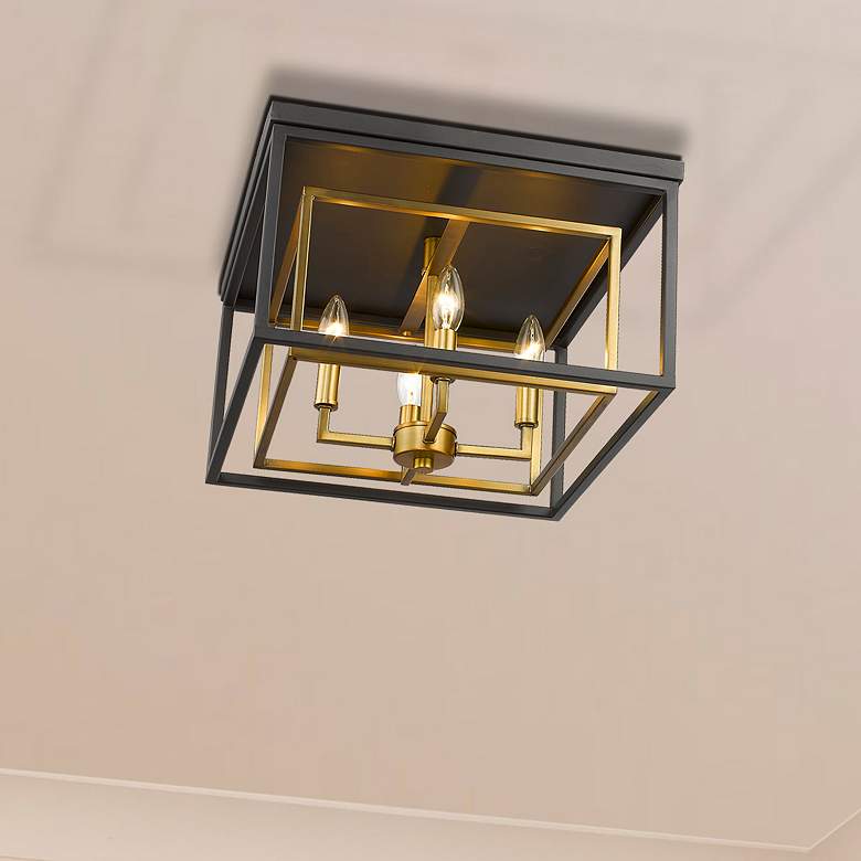 Image 2 Z-Lite Euclid 15" Wide Olde Brass and Bronze 4-Light Ceiling Light