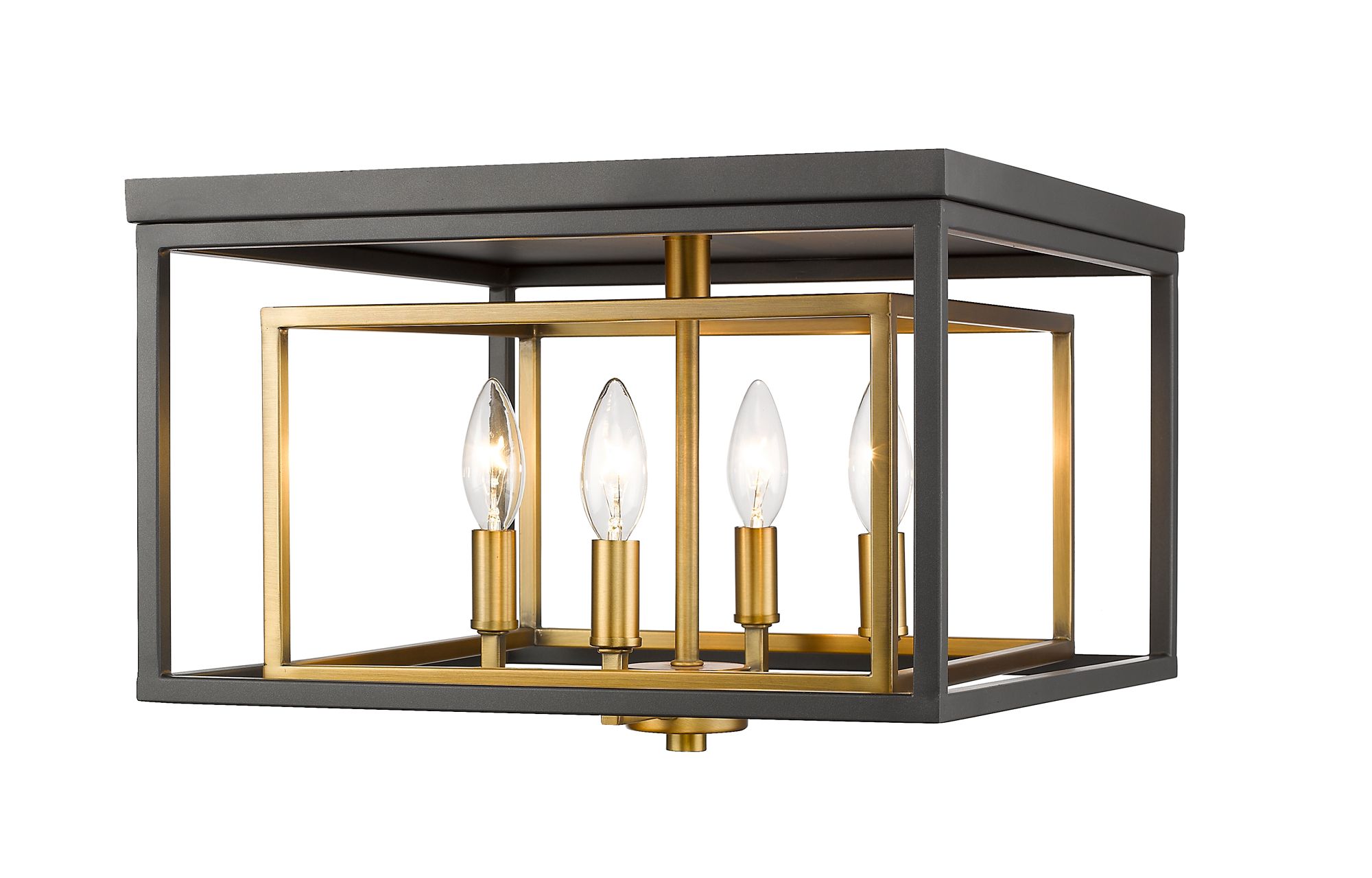 Z-Lite Euclid 15" Wide Olde Brass and Bronze 4-Light Ceiling Light in scene