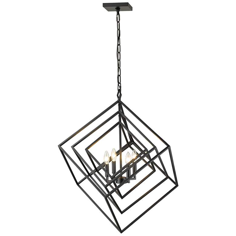 Image 1 Z-Lite Euclid 29 1/2" Wide 4-Light Matte Black Geometric Chandelier