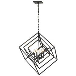 Z-Lite Euclid 29 1/2" Wide 4-Light Matte Black Geometric Chandelier