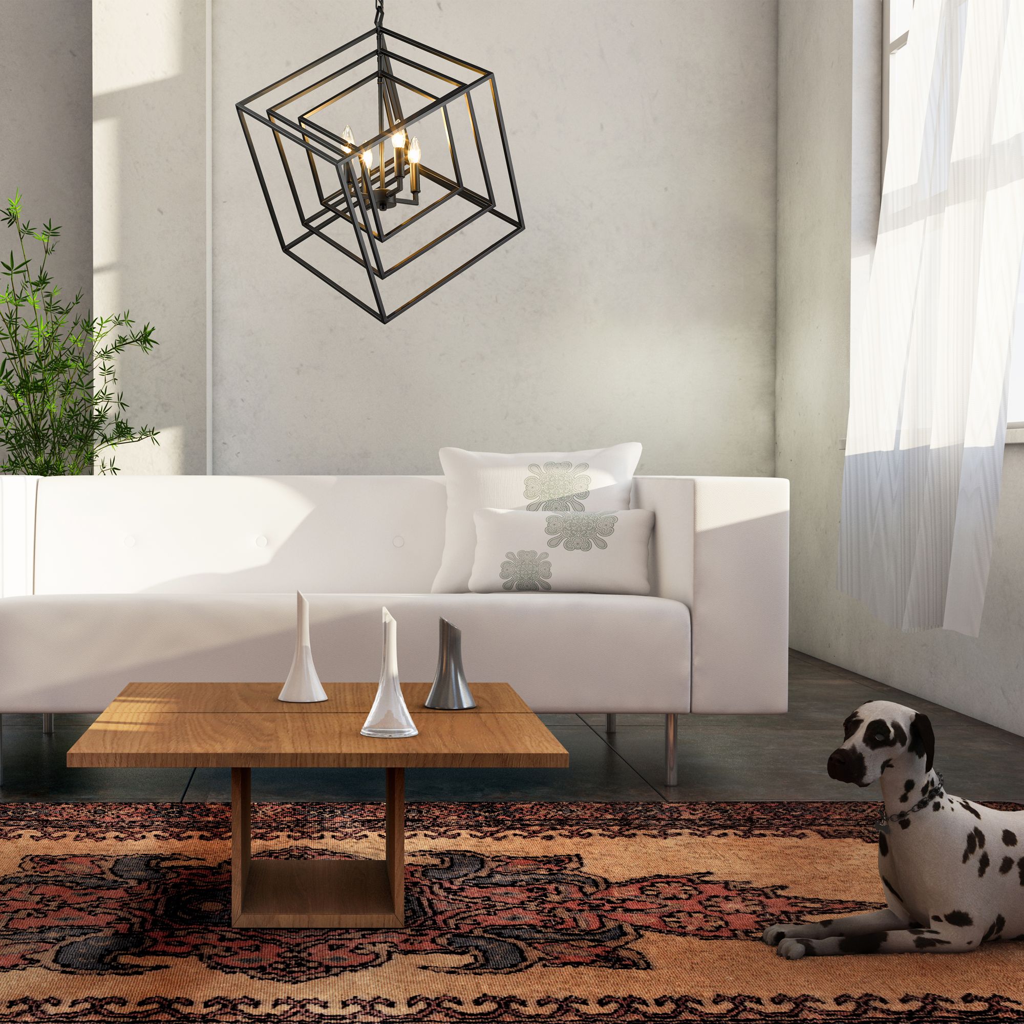 Image 3 Z-Lite Euclid 29 1/2" Wide 4-Light Matte Black Geometric Chandelier more views