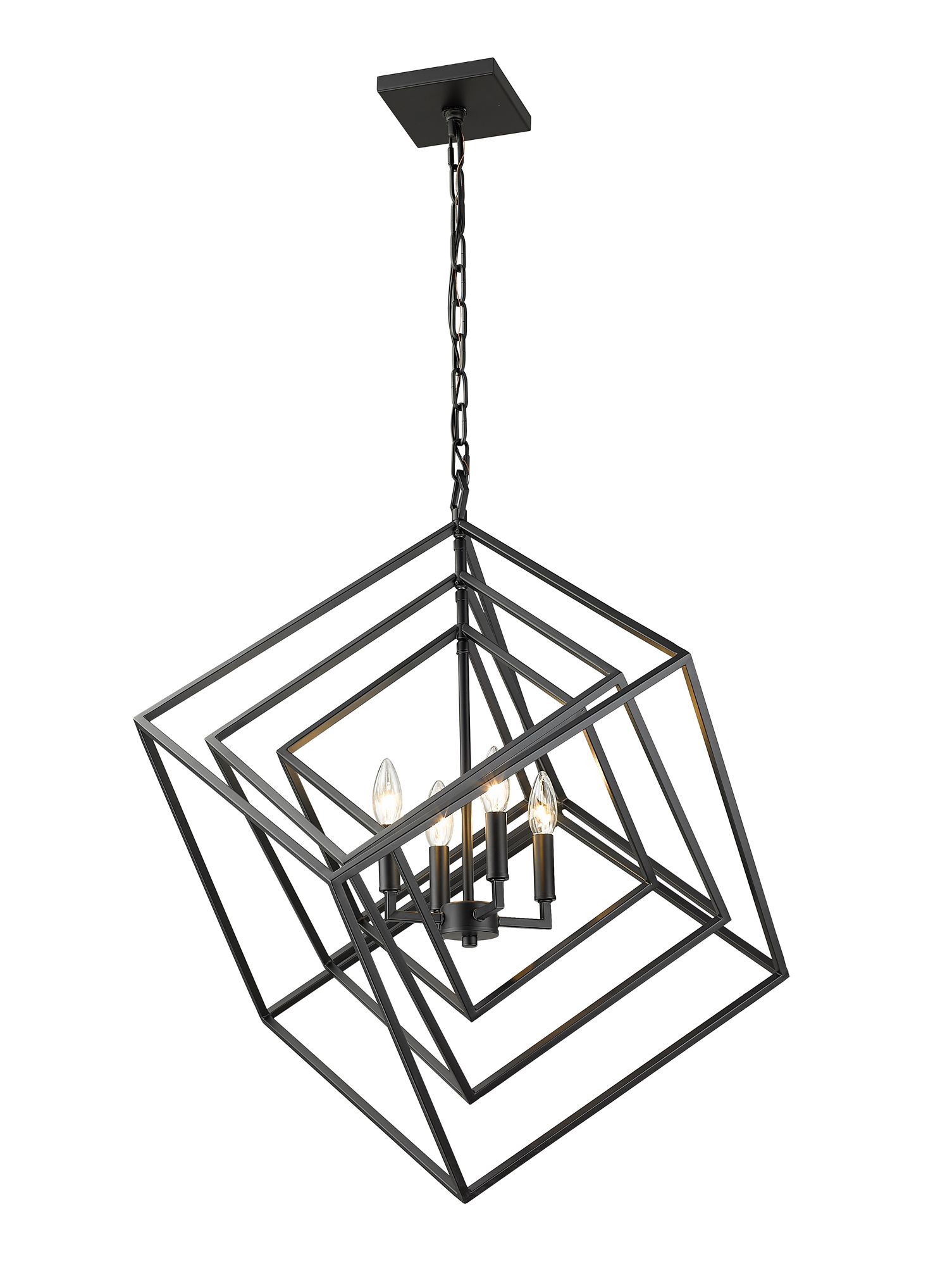 Image 4 Z-Lite Euclid 29 1/2" Wide 4-Light Matte Black Geometric Chandelier more views