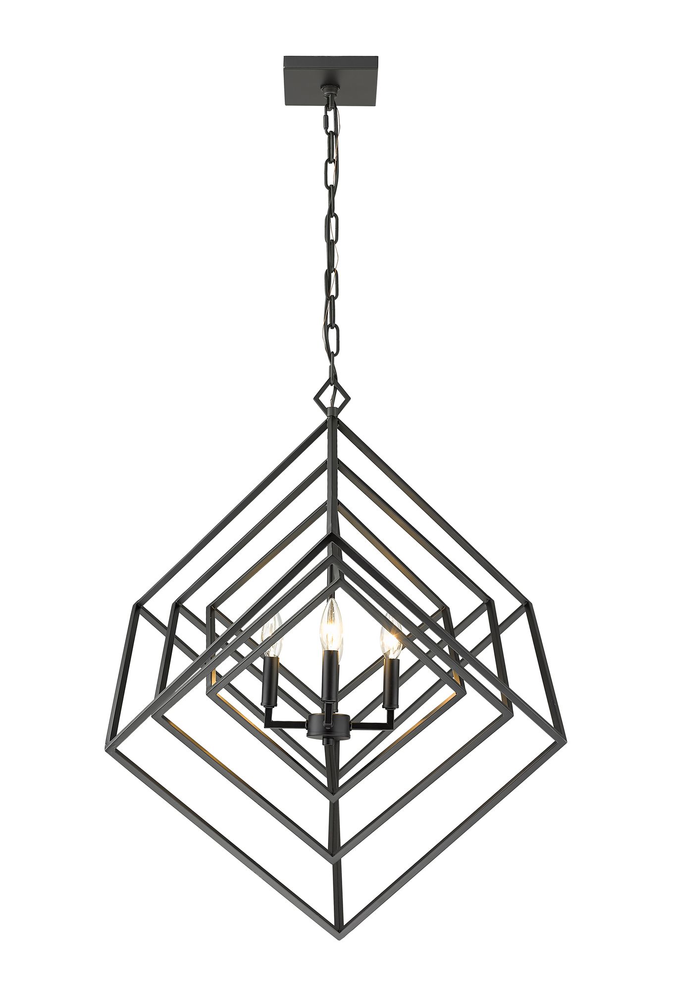 Image 5 Z-Lite Euclid 29 1/2" Wide 4-Light Matte Black Geometric Chandelier more views