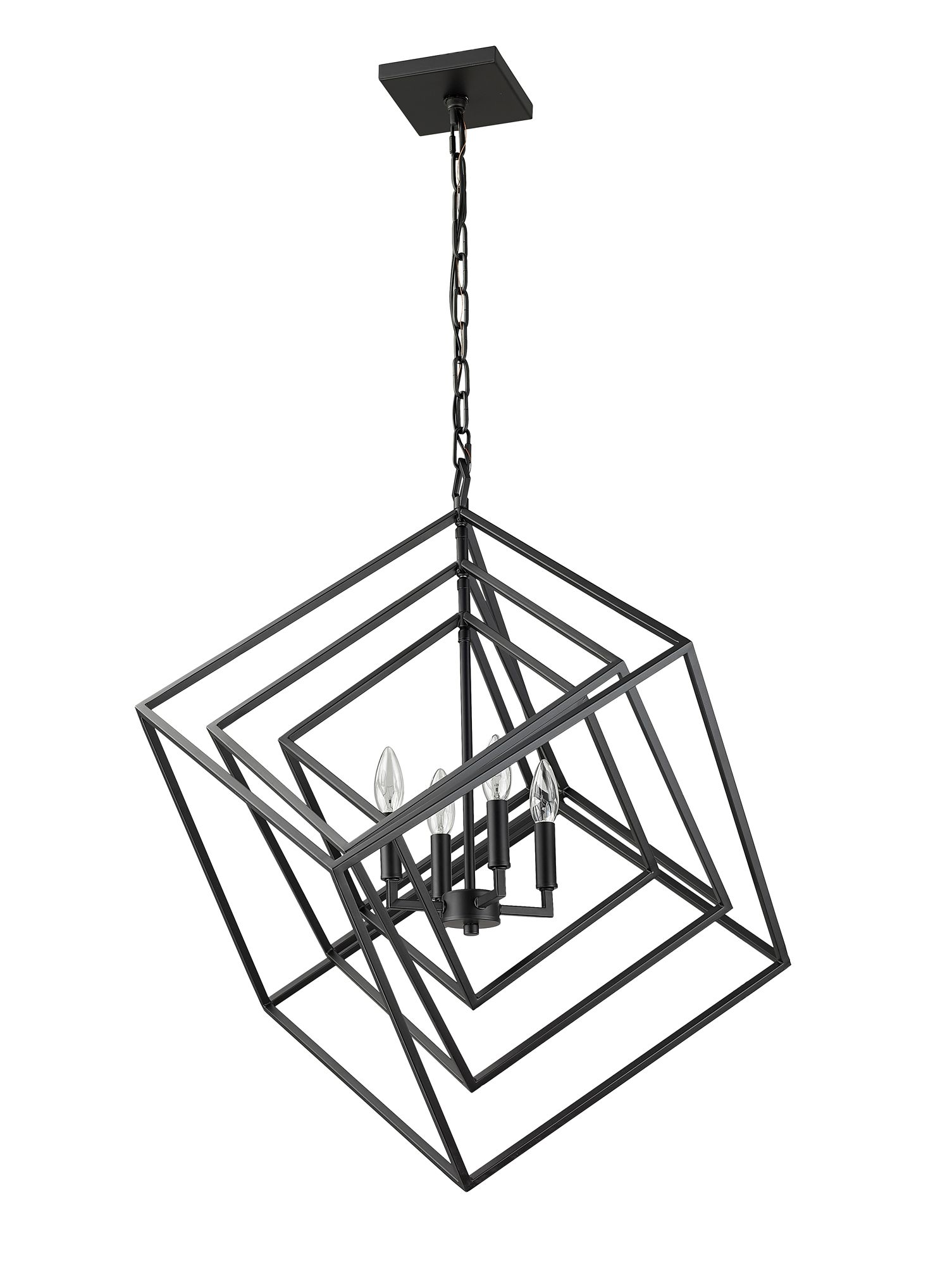 Image 7 Z-Lite Euclid 29 1/2" Wide 4-Light Matte Black Geometric Chandelier more views