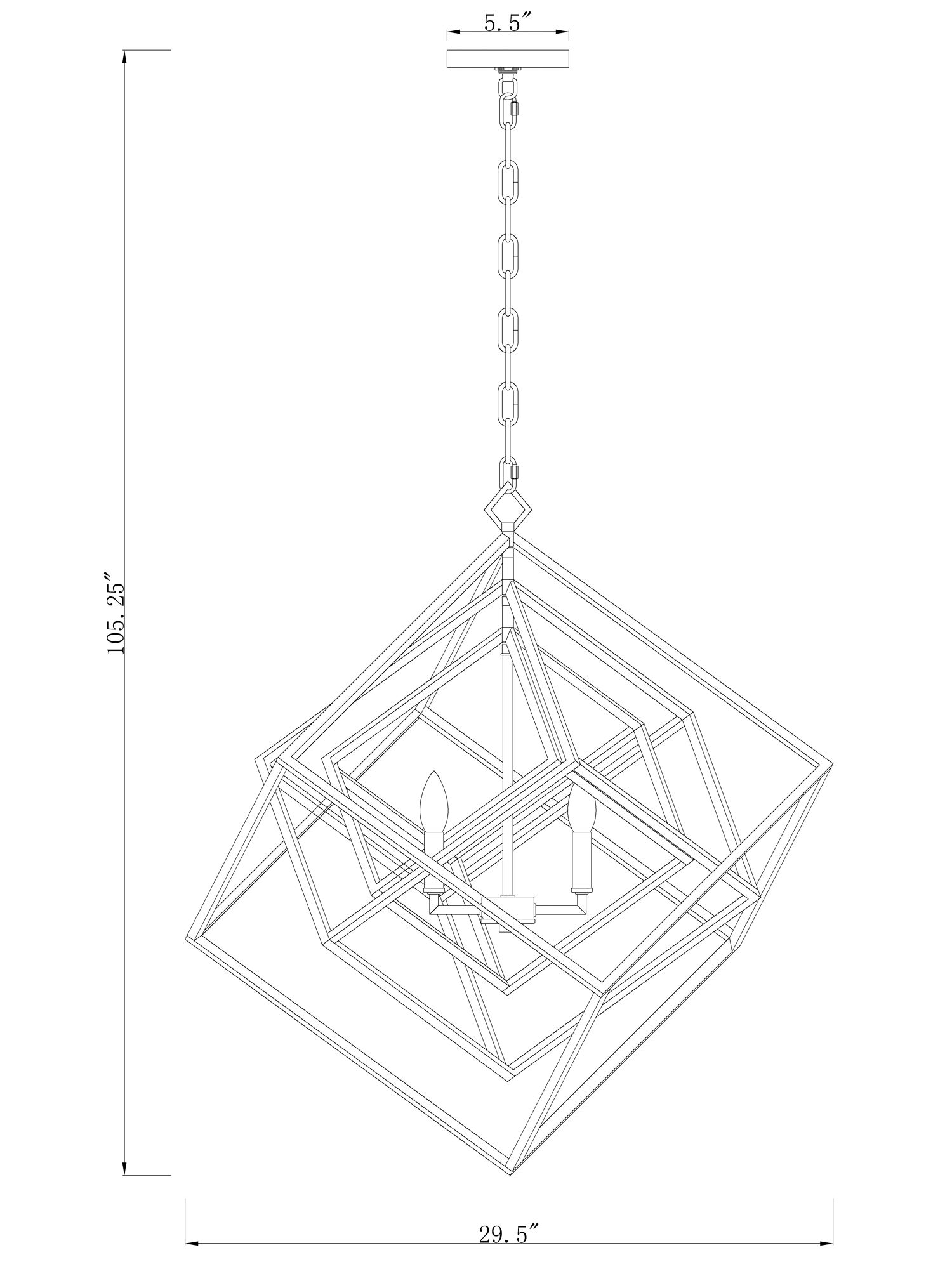 Z-Lite Euclid 29 1/2" Wide 4-Light Matte Black Geometric Chandelier