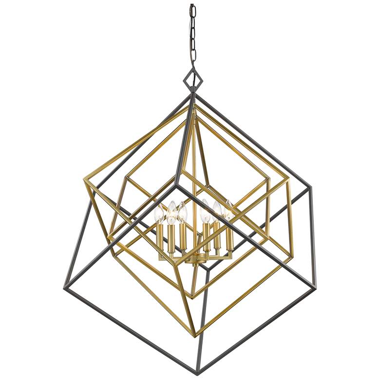 Image 2 Z-Lite Euclid 35 1/2" Brass Bronze 6-Light Modern Geometric Chandelier