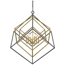 Z-Lite Euclid 35 1/2" Brass Bronze 6-Light Modern Geometric Chandelier