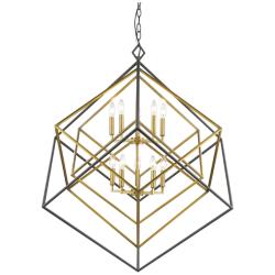 Z-Lite Euclid 41 1/2" 10-Light Brass and Bronze Geometric Chandelier