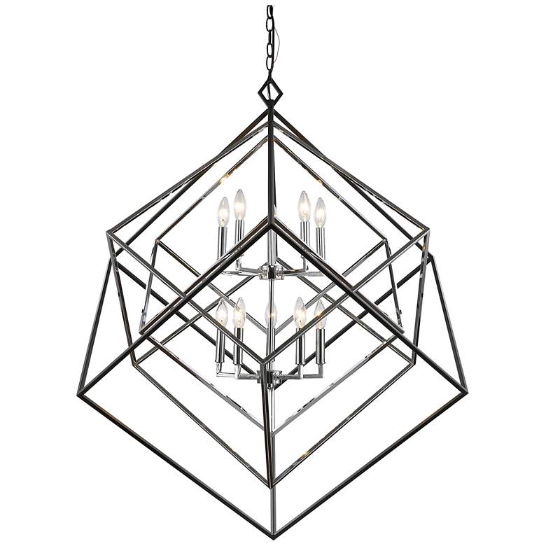 Image 1 Z-Lite Euclid 41 1/2" Wide 10-Light Chrome Black Geometric Chandelier