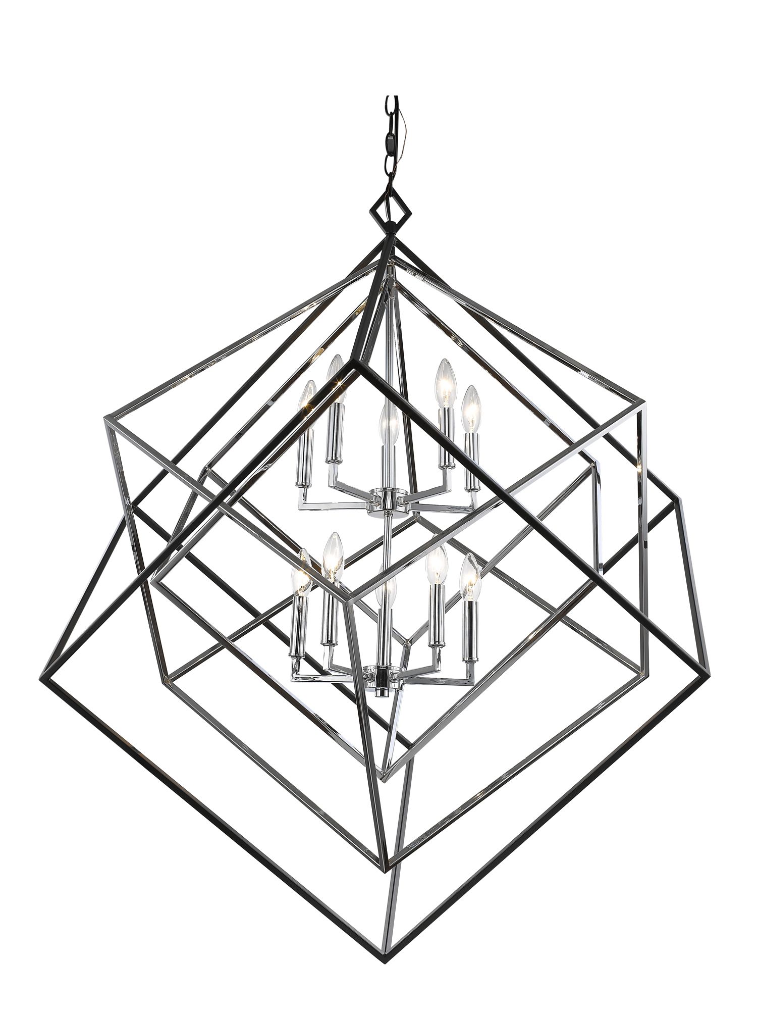 Thumbnail4 of Z-Lite Euclid 41 1/2" Wide 10-Light Chrome Black Geometric Chandelier more views