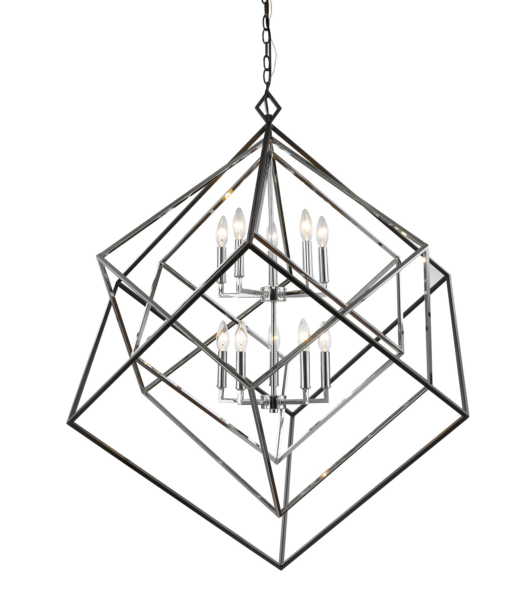 Z-Lite Euclid 41 1/2" Wide 10-Light Chrome Black Geometric Chandelier