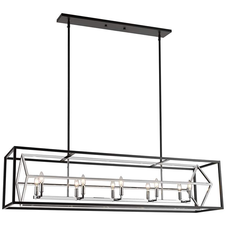 Image 1 Z-Lite Euclid 47" Wide Chrome and Matte Black 10-Light Island Pendant