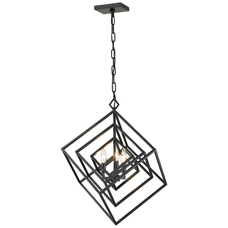 Image 2 Z-Lite Euclide 23" Wide 3-Light Matte Black Geometric Chandelier