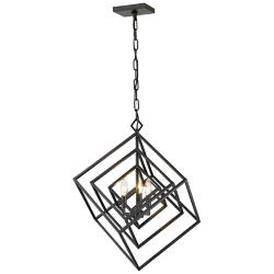 Z-Lite Euclide 23" Wide 3-Light Matte Black Geometric Chandelier