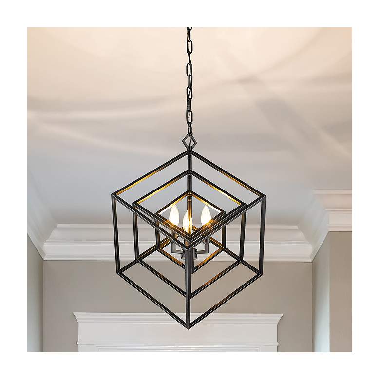 Image 1 Z-Lite Euclide 23" Wide 3-Light Matte Black Geometric Chandelier