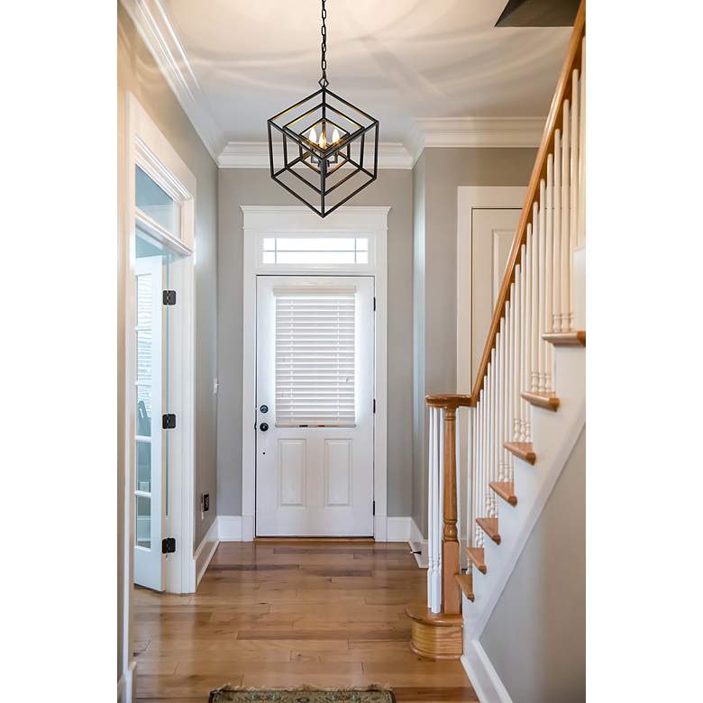 Image 3 Z-Lite Euclide 23" Wide 3-Light Matte Black Geometric Chandelier more views