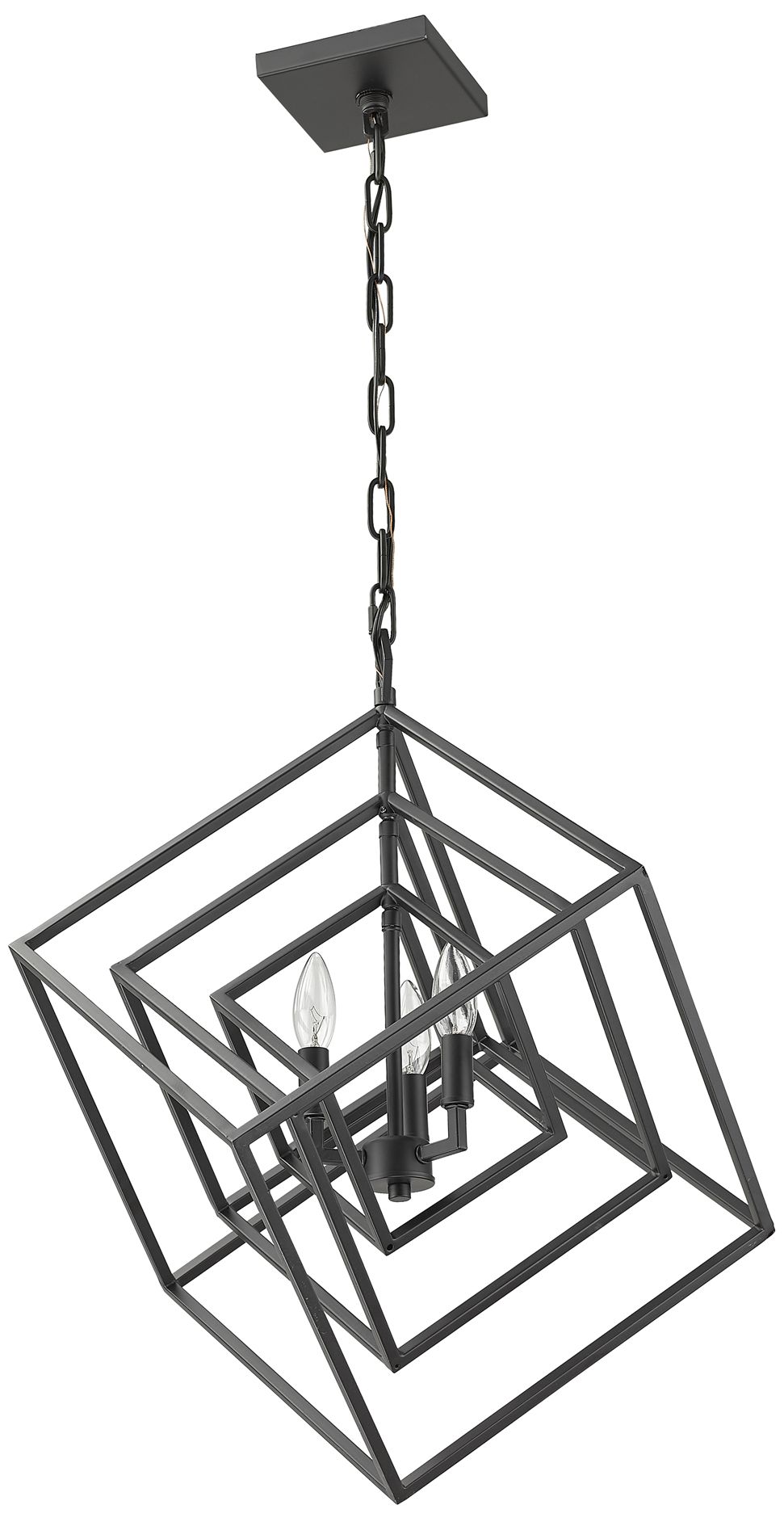 Z-Lite Euclide 23" Wide 3-Light Matte Black Geometric Chandelier
