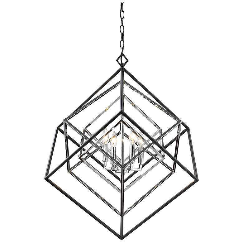 Image 1 Z-Lite Euclide 29 1/2" Wide Matte Black and Chrome 4-Light Pendant