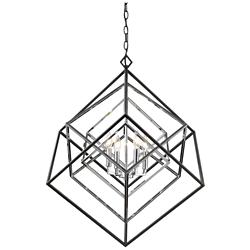 Z-Lite Euclide 29 1/2" Wide Matte Black and Chrome 4-Light Pendant