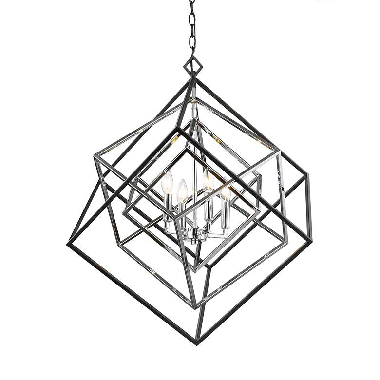 Image 2 Z-Lite Euclide 29 1/2" Wide Matte Black and Chrome 4-Light Pendant more views
