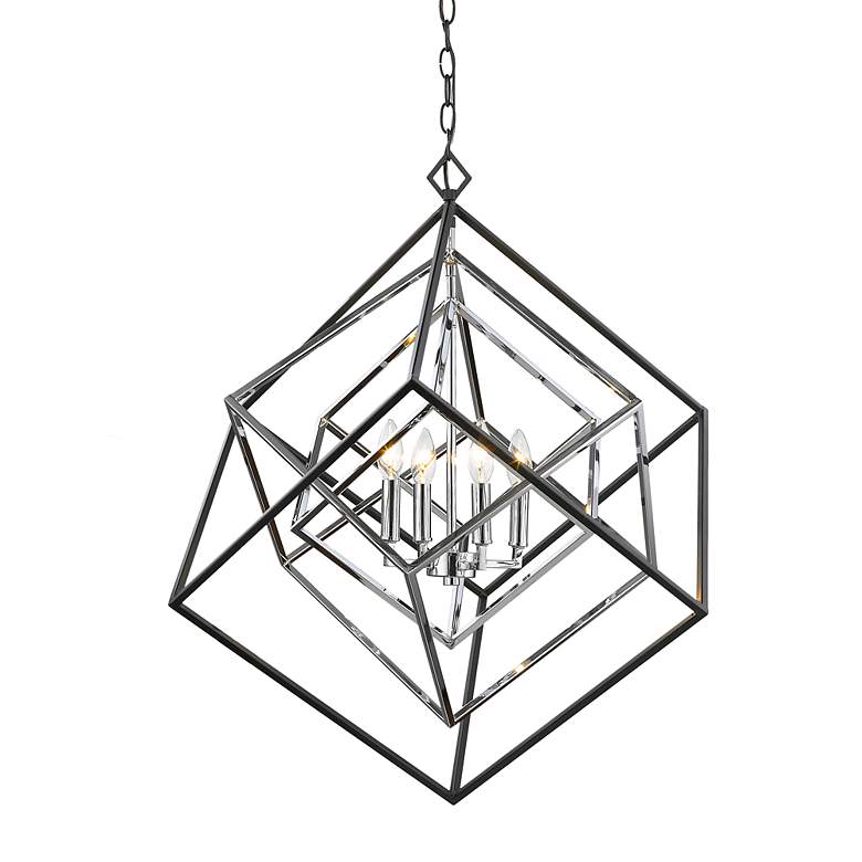 Image 3 Z-Lite Euclide 29 1/2" Wide Matte Black and Chrome 4-Light Pendant more views